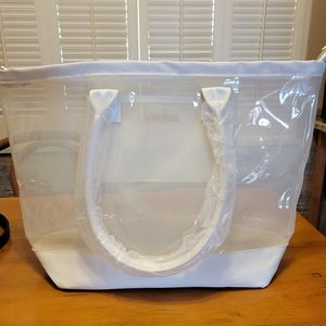 Neiman Marcus Frosted Clear Vinyl Tote